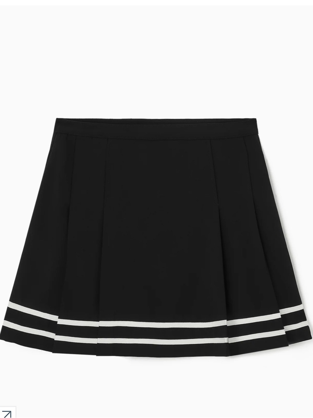 Victoria Paulsen Black with  White Stripes Jodie Pleated Mini Skort with White